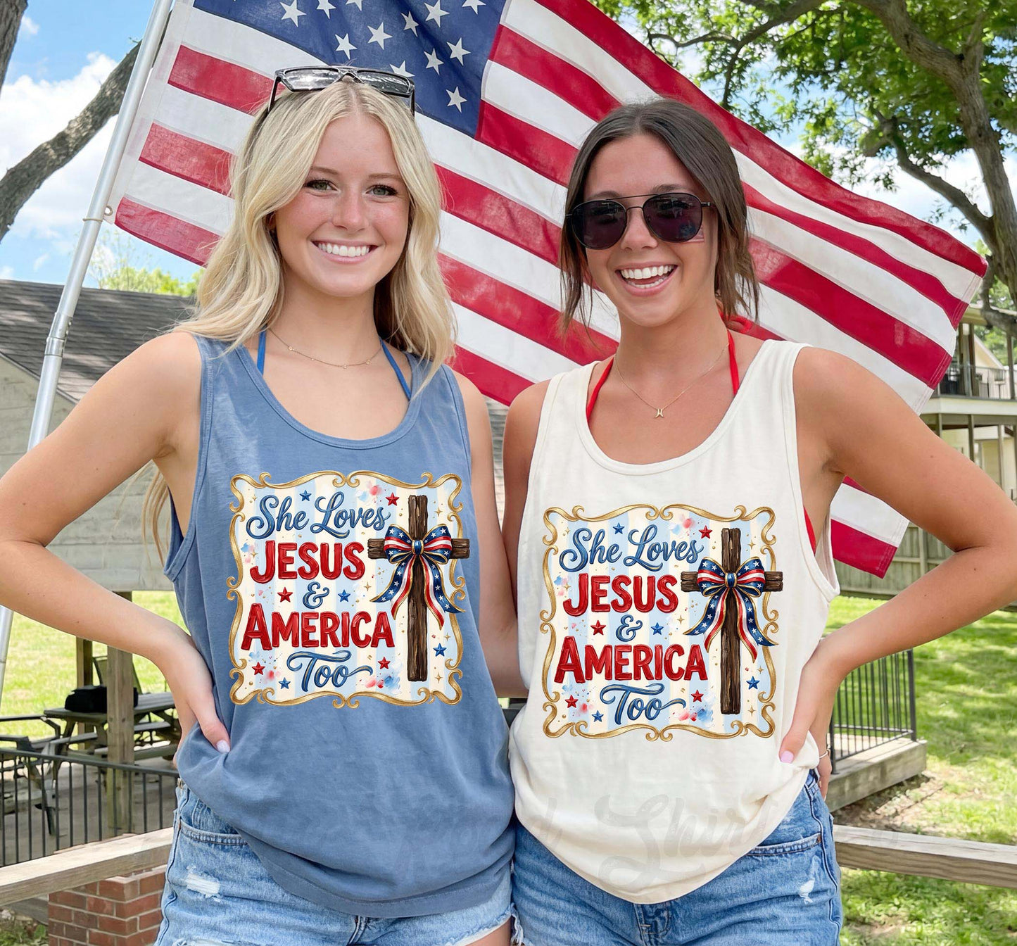 She Loves Jesus and America Tank Top, 4th of July Tank Top, Comfort Colors Tank Top (Copy)