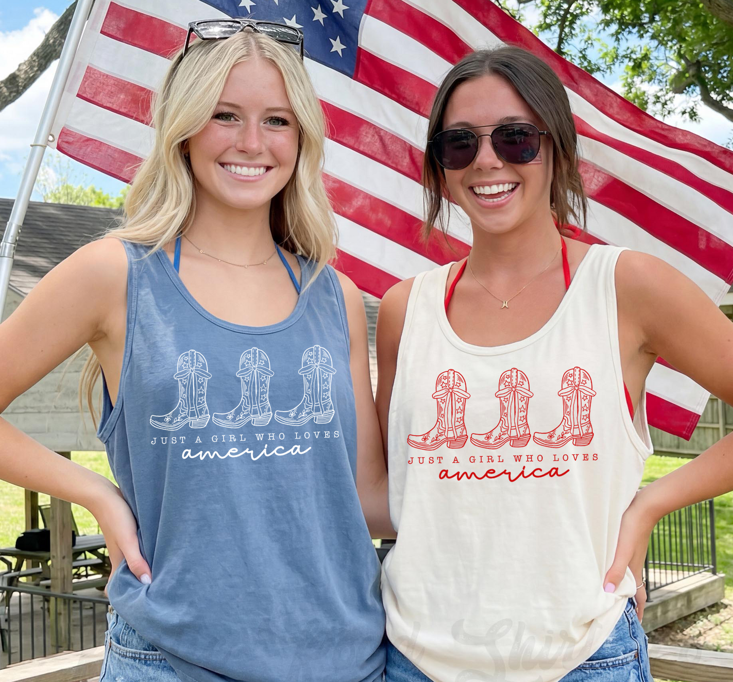 Just a Girl Who Loves America Tank Top, 4th of July Tank Top, Comfort Colors Tank Top
