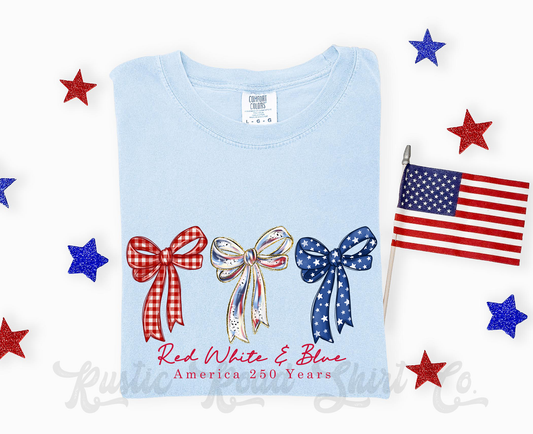 Red White and Blue Bows Shirt, 4th of July Shirt, Comfort Colors Shirt