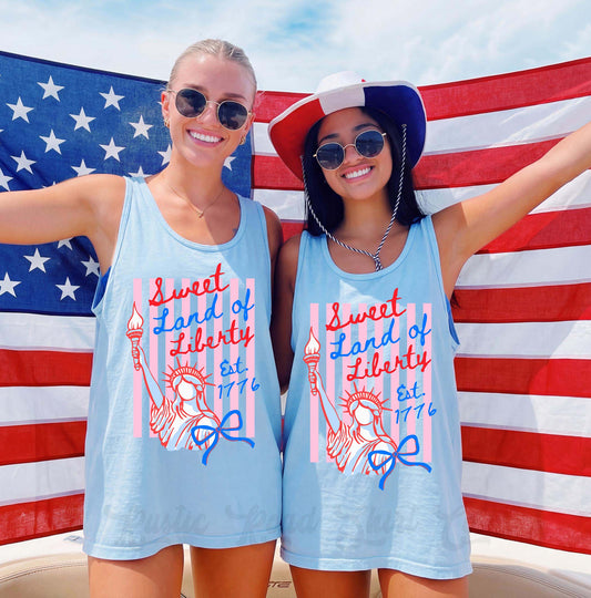 Sweet Land of Liberty Tank Top, 4th of July Tank Top, Comfort Colors Tank Top
