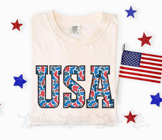 USA Camo Shirt, 4th of July Shirt, Comfort Colors Shirt