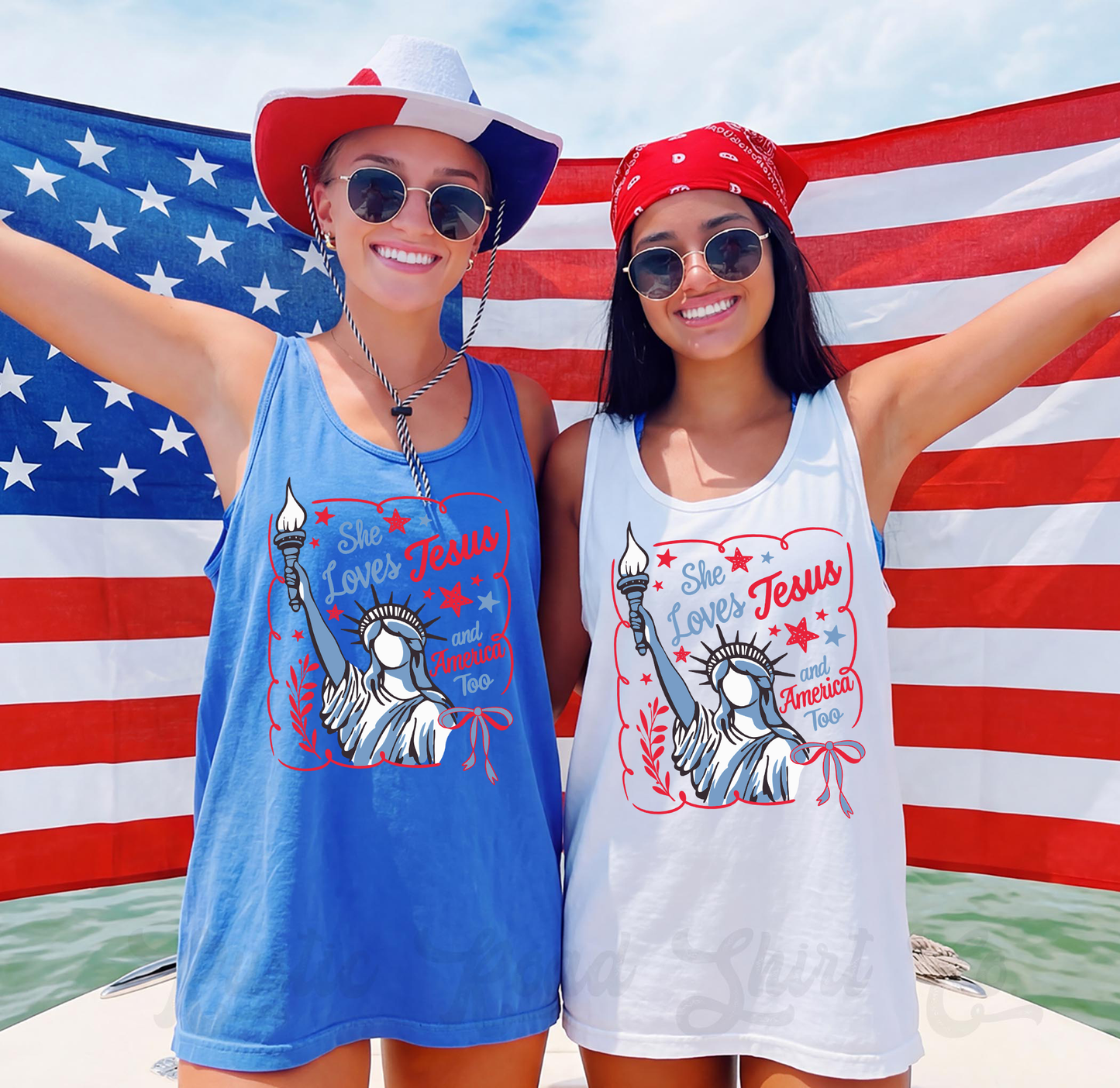 She Loves Jesus and America Tank Top, 4th of July Tank Top, Comfort Colors Tank Top