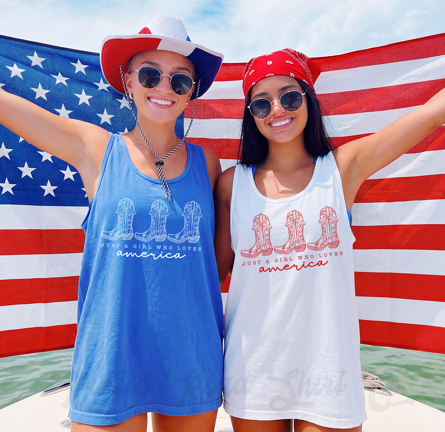 Just a Girl Who Loves America Tank Top, 4th of July Tank Top, Comfort Colors Tank Top