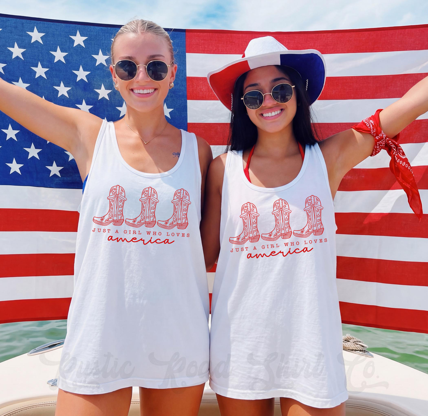 Just a Girl Who Loves America Tank Top, 4th of July Tank Top, Comfort Colors Tank Top