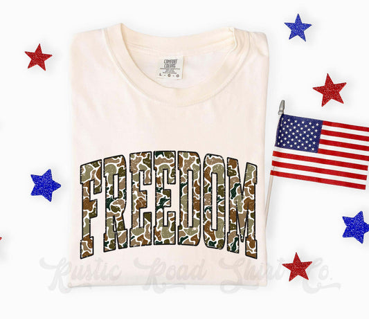 Camo Freedom Shirt, 4th of July Shirt, Comfort Colors Shirt