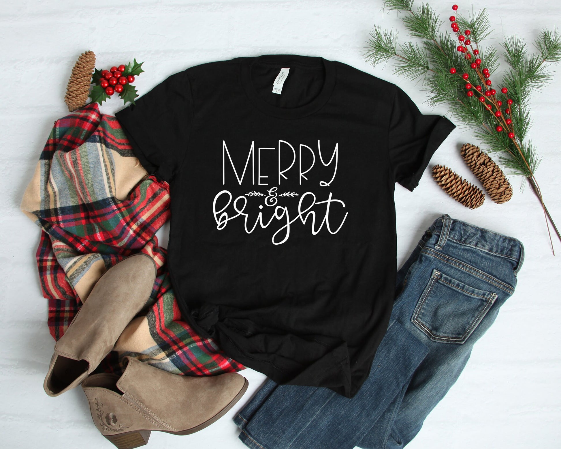 Merry and Bright Shirt, Christmas Shirt, Family Christmas Shirts, Kids Christmas Shirt, Shirt, Women's Christmas Shirt