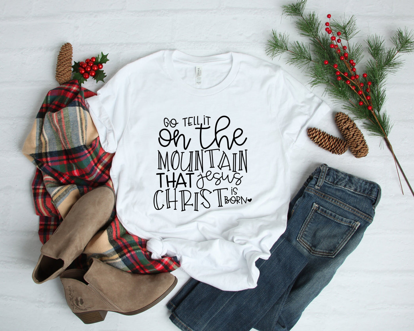 Christian Christmas Shirt, Christmas Shirt, Go Tell It On The Mountain, Family Christmas, Holiday Shirt