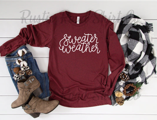 Women's Fall Long Sleeve T-shirt, Fall Ladies Long Sleeve Tee, Sweater Weather T-shirt, Halloween Long Sleeve, Bella Canvas Long Sleeve,