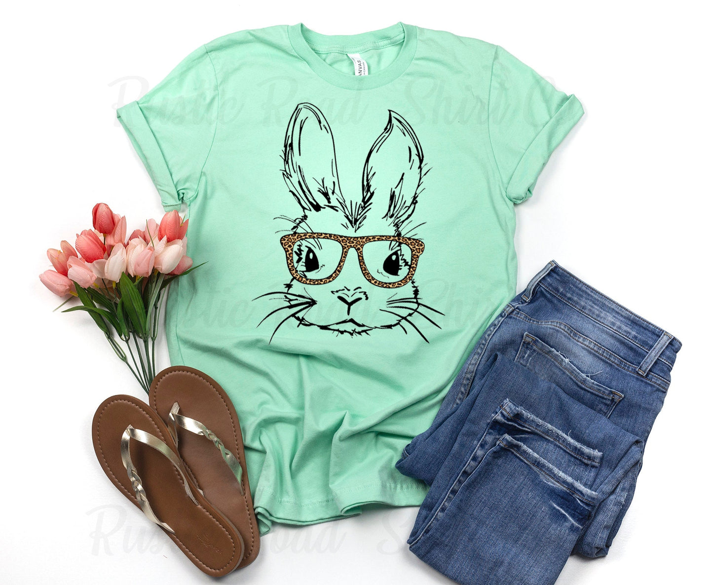 Easter Bunny Glasses T-shirt, Women's Easter Shirt, Matching Family Easter Shirts, Happy Easter Shirt, He is Risen Shirt 121