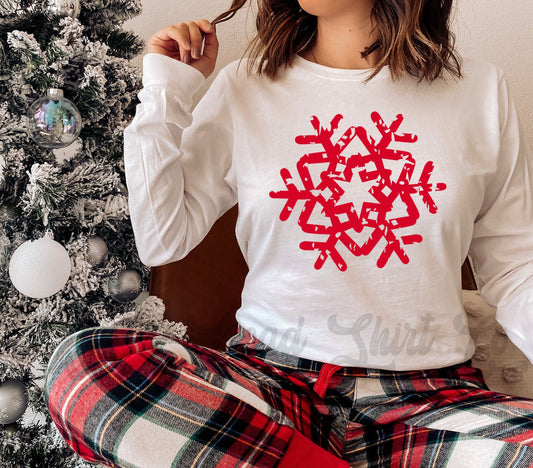 Snowflake Shirt, Plaid Snowflake Shirt, Bella Canvas Long Sleeve, Christmas Shirt, Christmas Tee, Soft Long Sleeve Tee
