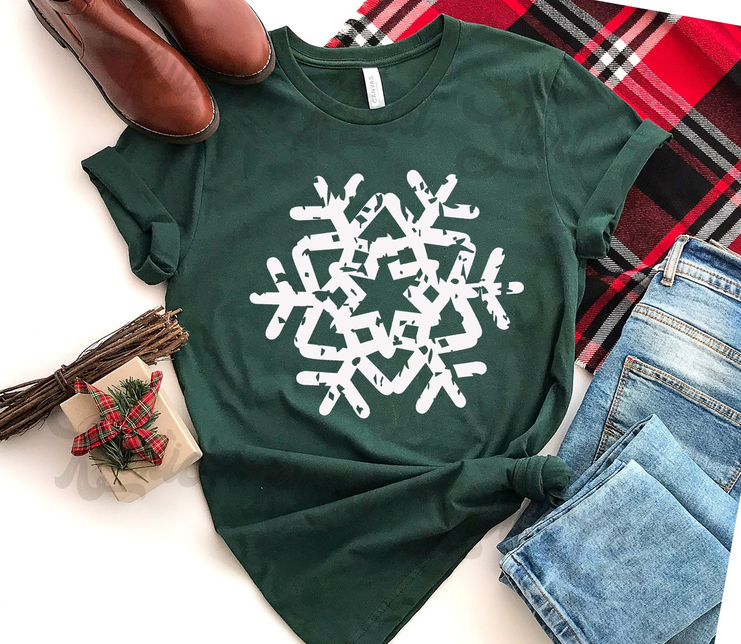 Snowflake Shirt, Plaid Snowflake Shirt, Christmas Shirt, Christmas Party Shirt, Family Christmas Shirts