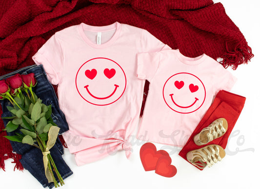 Smiley Face Valentines Shirt, Matching Valentines Shirts, First Valentines Day, Valentines Day Shirt, Girl Valentine Shirt, Mom Valentine