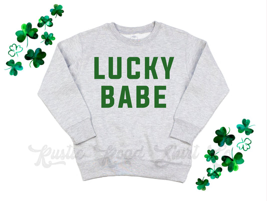 Lucky Babe Sweatshirt, St Patricks Day Sweatshirt, Kids St Patricks Day Shirt, St Paddys Day Shirt, Toddler St Patricks Day Shirt