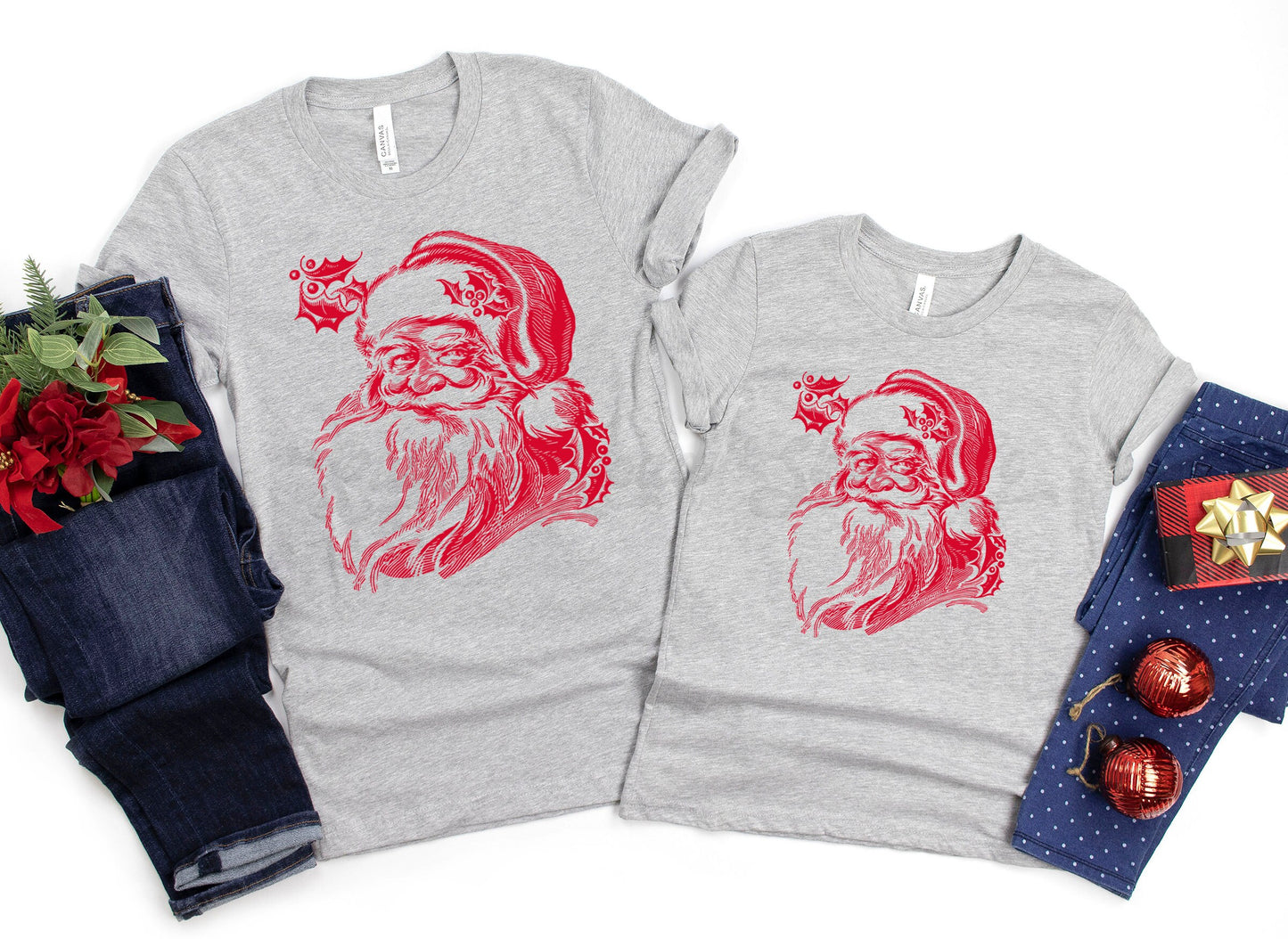 Vintage Santa Shirt, Matching Family Christmas Shirts, Christmas Tee, Holiday Shirt, Women's Christmas,