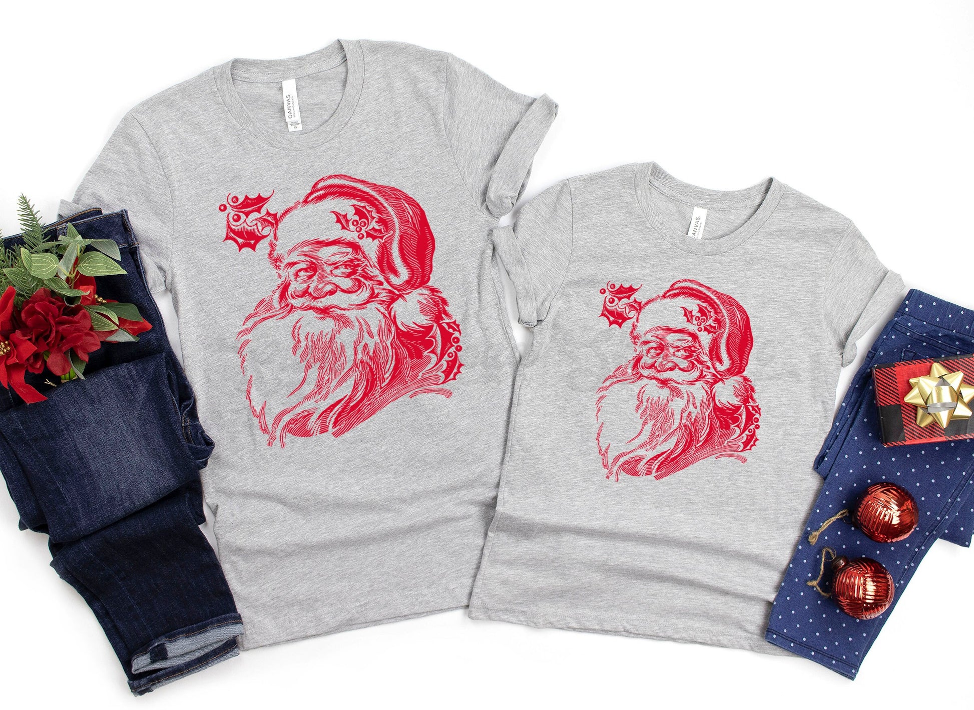 Vintage Santa Shirt, Matching Family Christmas Shirts, Christmas Tee, Holiday Shirt, Women's Christmas,