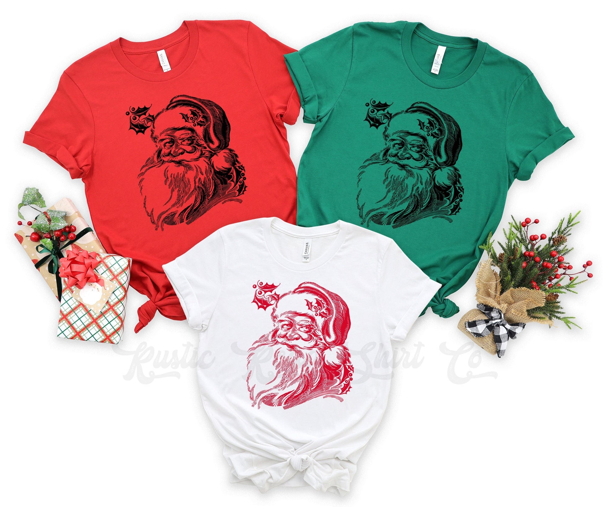 Vintage Santa Shirt, Matching Family Christmas Shirts, Christmas Tee, Holiday Shirt, Women's Christmas,