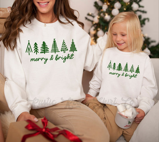 Merry and Bright Shirt, Sweatshirt, Family Christmas Sweatshirts, Toddler Christmas Sweatshirt, Kids Christmas Sweatshirt