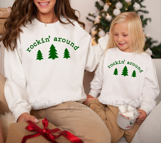 Rockin' Around Christmas Shirt, Family Christmas Sweatshirts, Toddler Christmas Sweatshirt, Kids Christmas Sweatshirt