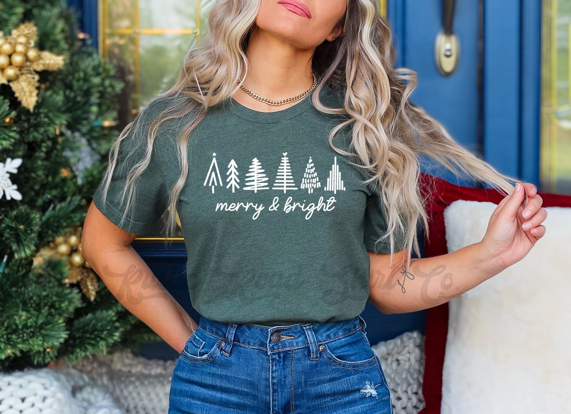 Merry and Bright Shirt, Tree Farm Christmas Shirt, Matching Family Christmas Shirts, Women's Christmas Shirt