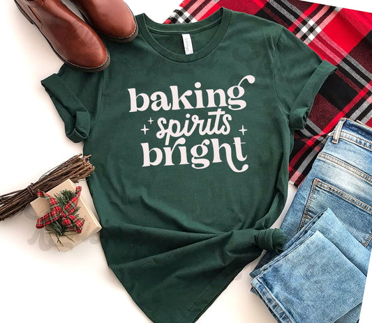 Baking Spirits Bright Shirt, Christmas Cookie Shirts, Matching Family Christmas Shirts, Christmas Tee, Holiday Shirt, Women's Christmas,