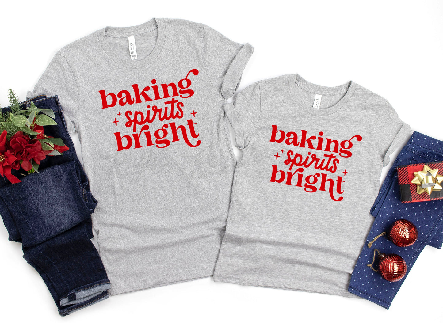 Baking Spirits Bright Shirt, Christmas Cookie Shirts, Matching Family Christmas Shirts, Christmas Tee, Holiday Shirt, Women's Christmas,