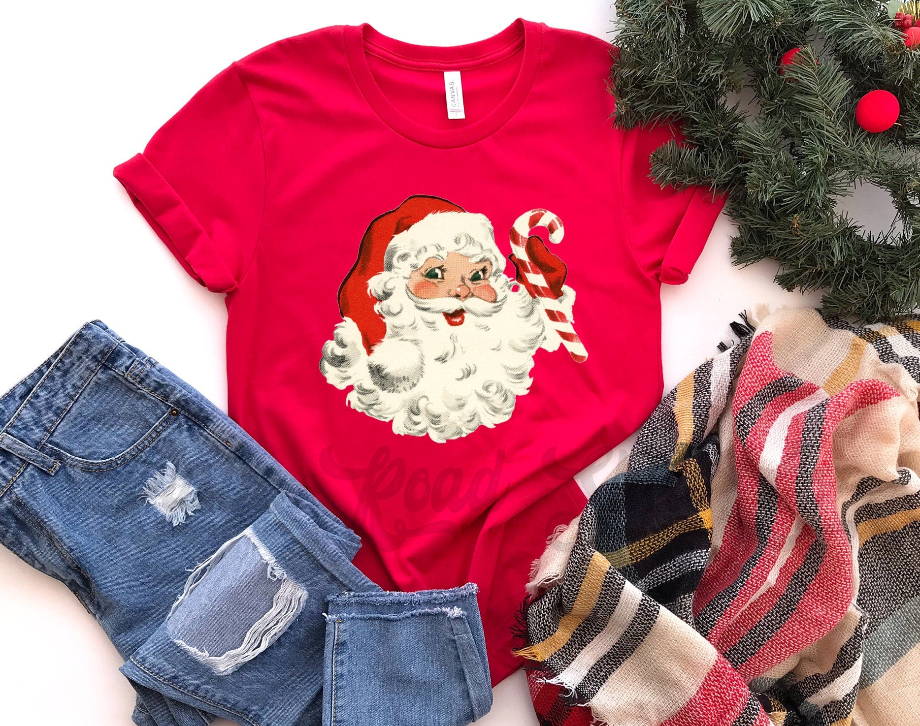 Vintage Santa Shirt, Matching Family Christmas Shirts, Christmas Tee, Holiday Shirt, Women's Christmas,