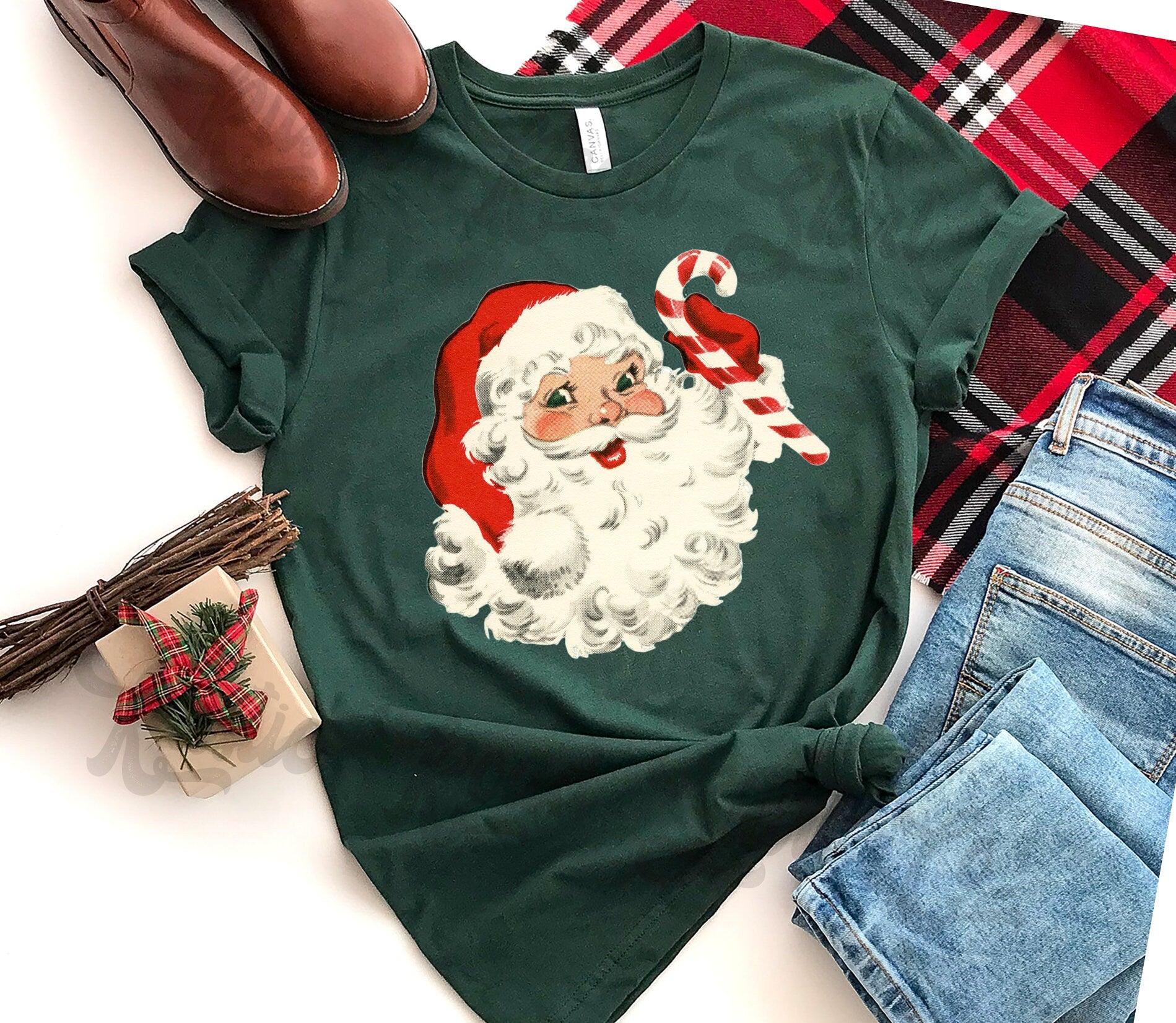 Vintage Santa Shirt, Matching Family Christmas Shirts, Christmas Tee, Holiday Shirt, Women's Christmas,
