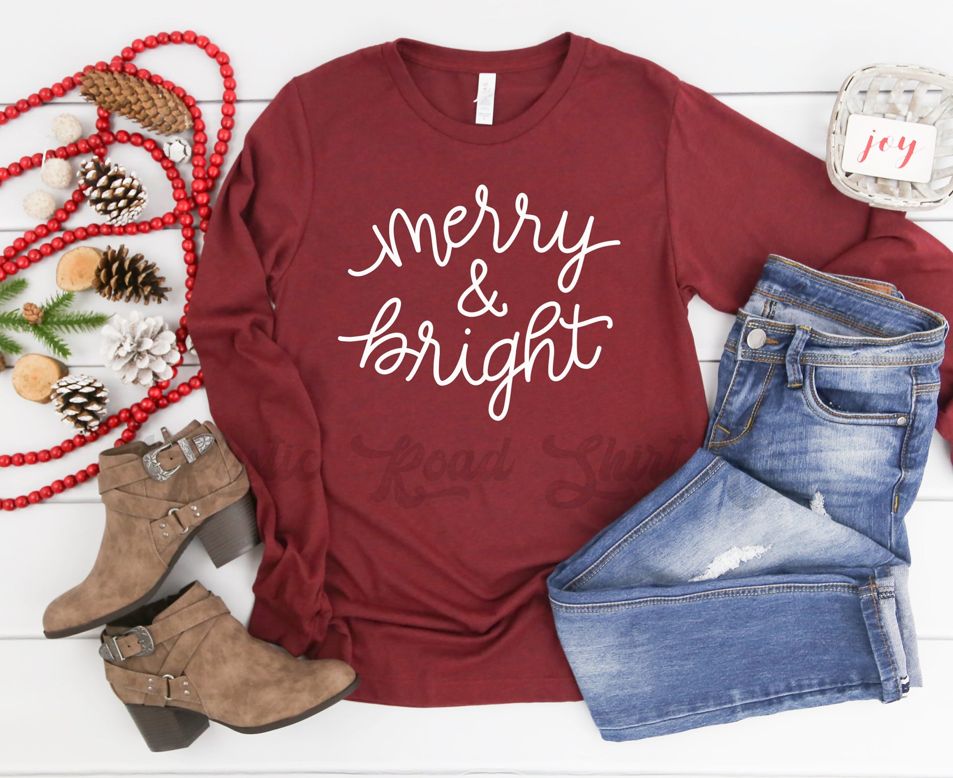 Merry and Bright Shirt, Women's Christmas Shirt, Matching Family Christmas Shirts, Holiday Shirts, Christmas Long Sleeve