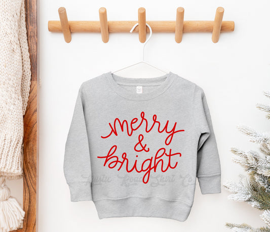 Merry and Bright Sweatshirt, Kids Christmas Shirt, Toddler Christmas Shirt, Matching Family Christmas Shirts