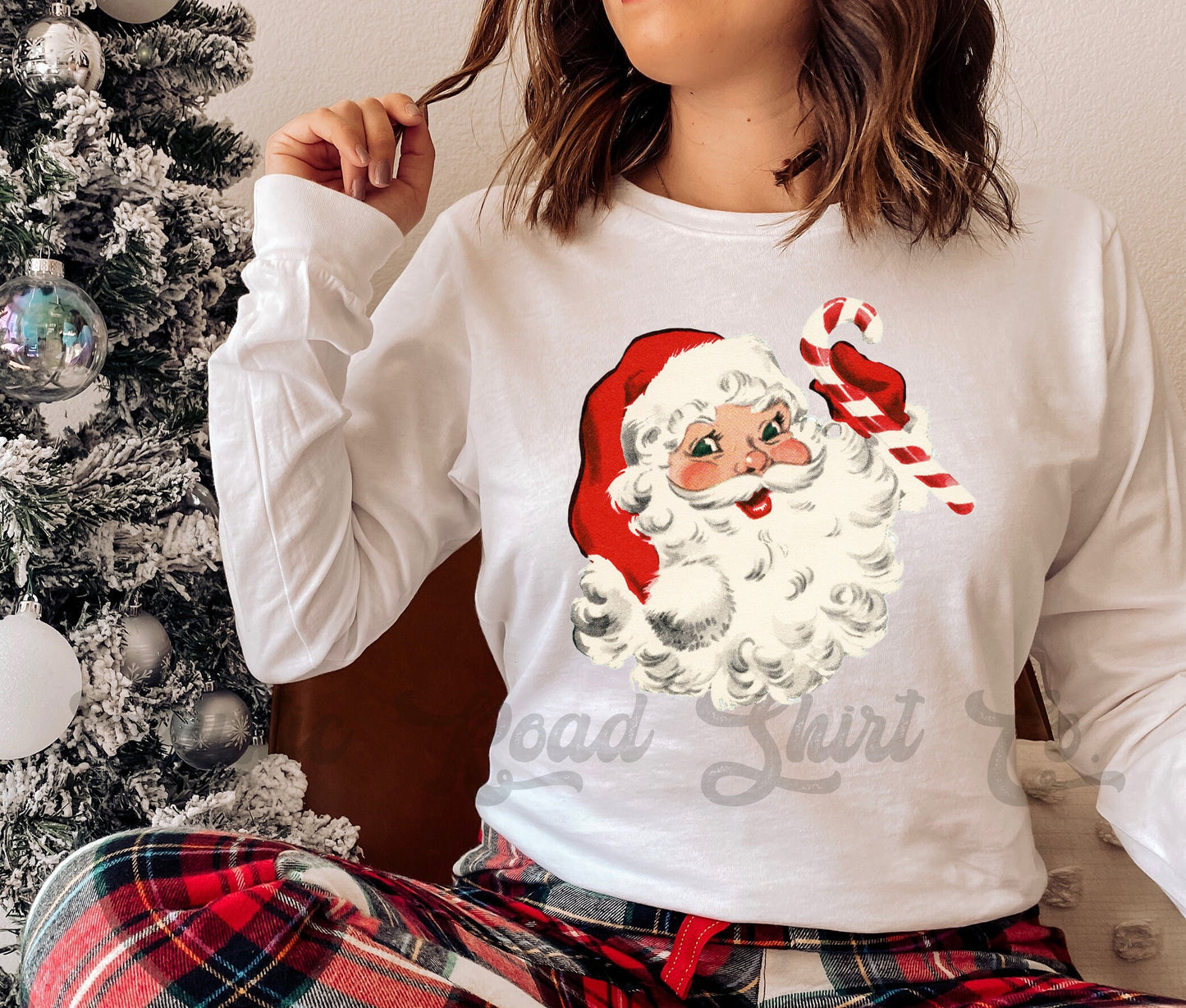 Retro Santa Shirt, Vintage Santa Shirt, Christmas Long Sleeve Shirt, Women's Christmas Long Sleeve