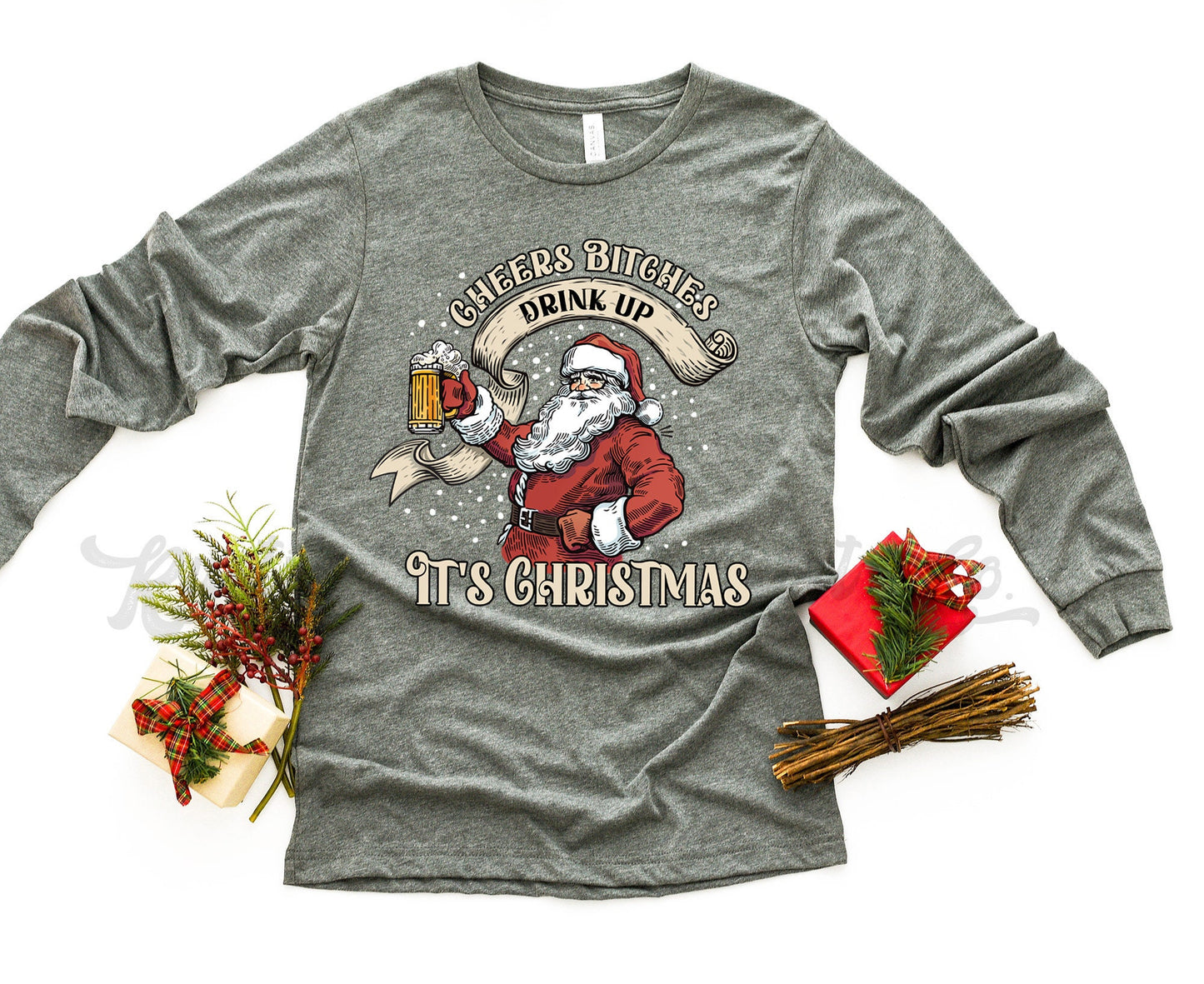 Vintage Santa Shirt, Funny Christmas Shirt, Women's Christmas Shirt, Holiday Shirts, Christmas Long Sleeve