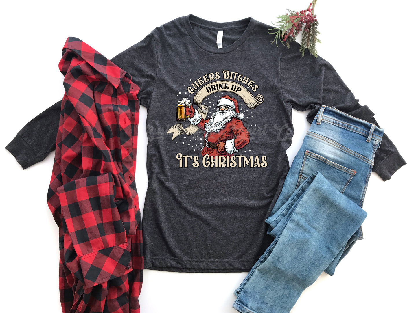 Vintage Santa Shirt, Funny Christmas Shirt, Women's Christmas Shirt, Holiday Shirts, Christmas Long Sleeve