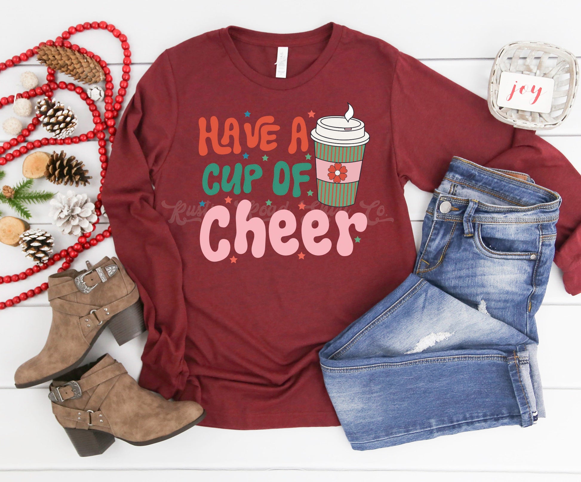 Have a Cup of Cheer, Coffee Christmas Shirt, Women's Christmas Shirt, Matching Family Christmas Shirts, Christmas Long Sleeve