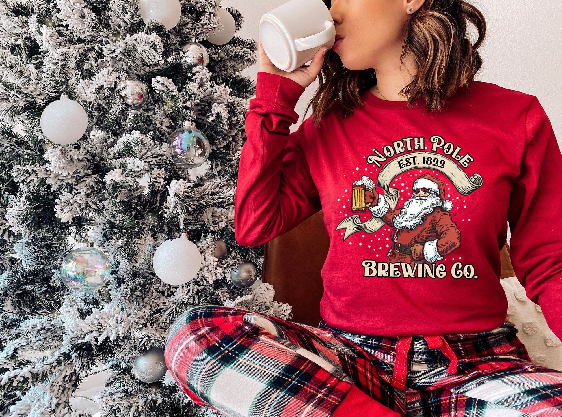 North Pole Brewing Co Shirt, Funny Christmas Shirt, Women's Christmas Shirt, Matching Family Christmas Shirts, Christmas Long Sleeve