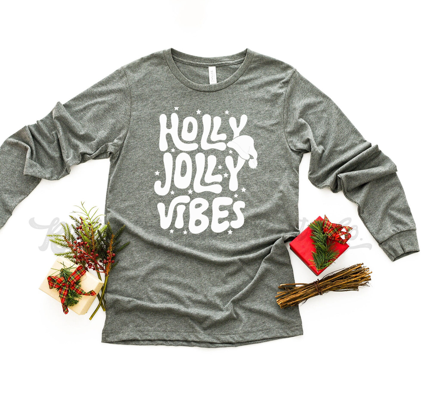 Holly Jolly Vibes Shirt, Funny Christmas Shirt, Women's Christmas Shirt, Matching Family Christmas Shirts, Christmas Long Sleeve