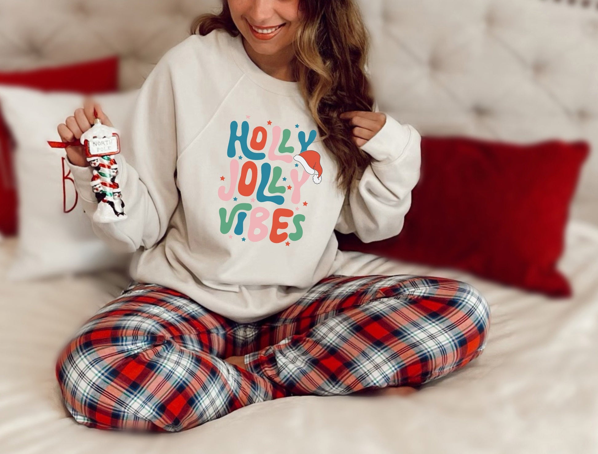 Holly Jolly Vibes Sweatshirt, Funny Christmas Shirt, Christmas Sweatshirt, Christmas Vacation Shirt, Women's Christmas Sweater