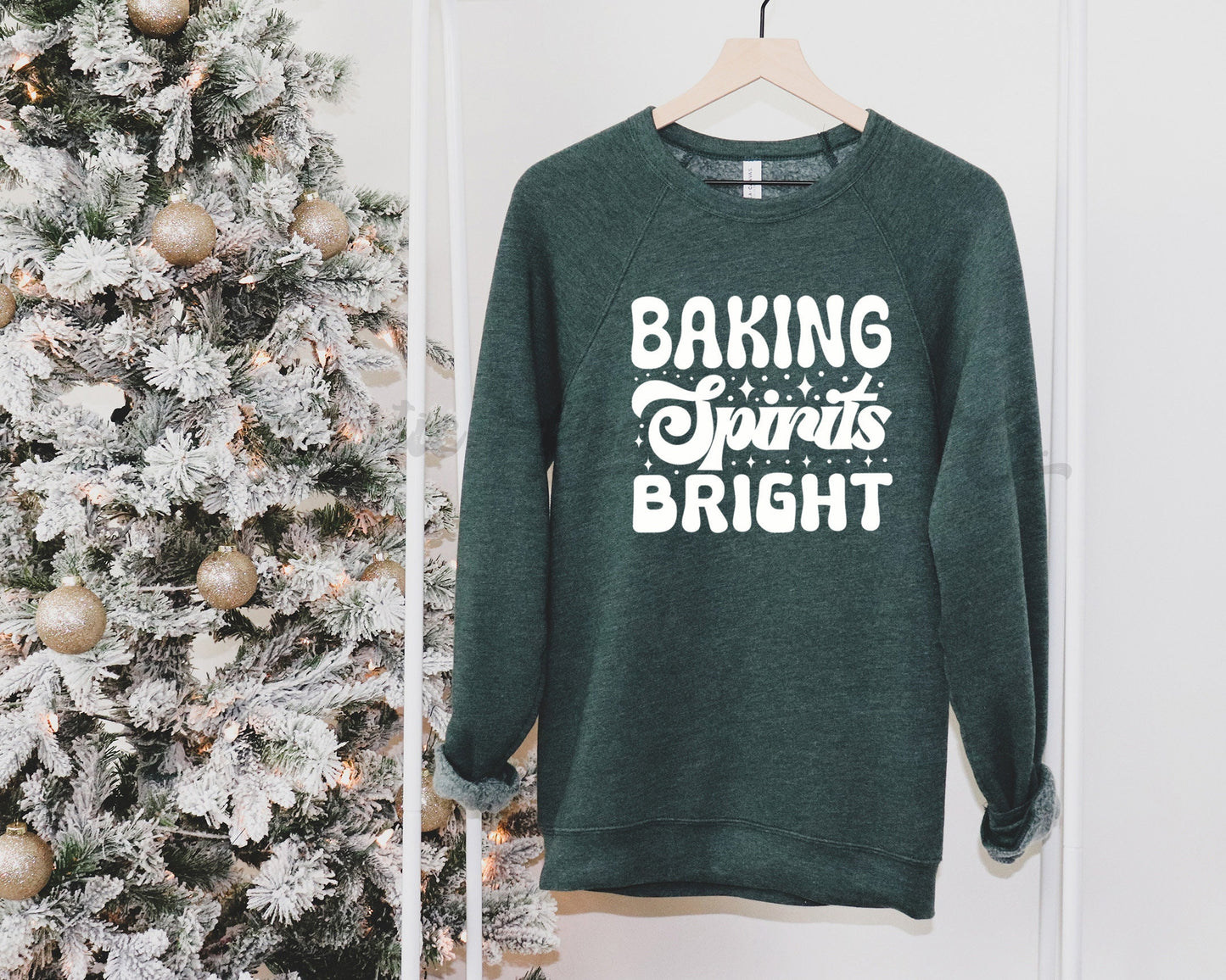 Baking Spirits Bright Sweatshirt, Christmas Cookie Shirt, Cookie Baking Crew Shirt, Women's Christmas Sweater