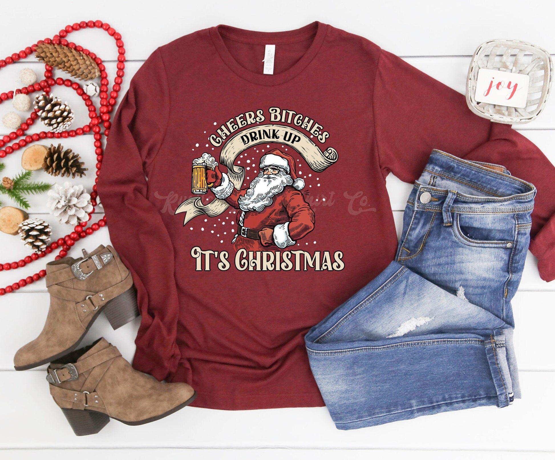 Vintage Santa Shirt, Funny Christmas Shirt, Women's Christmas Shirt, Holiday Shirts, Christmas Long Sleeve