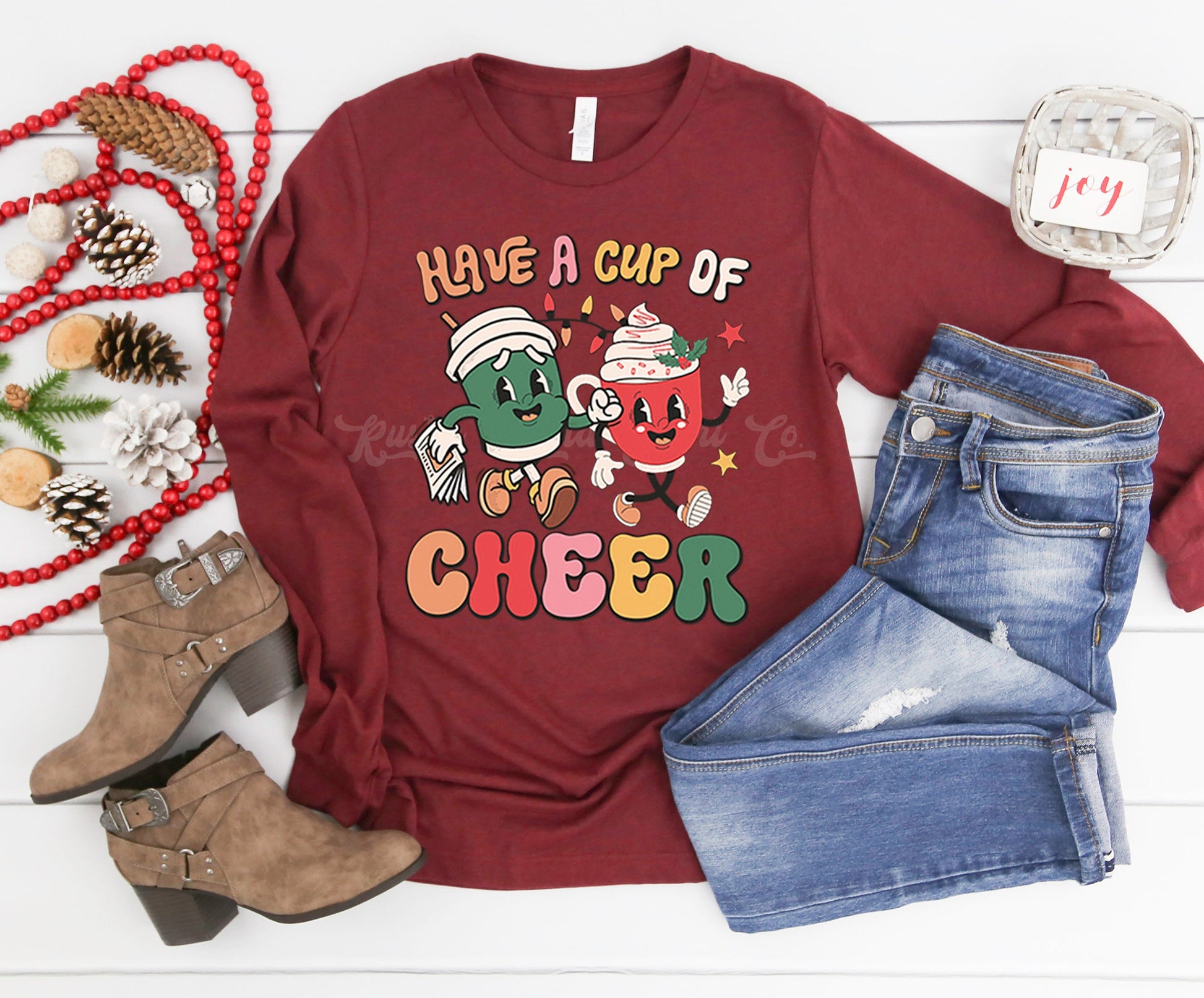 Have a Cup of Cheer, Coffee Christmas Shirt, Women's Christmas Shirt, Matching Family Christmas Shirts, Christmas Long Sleeve
