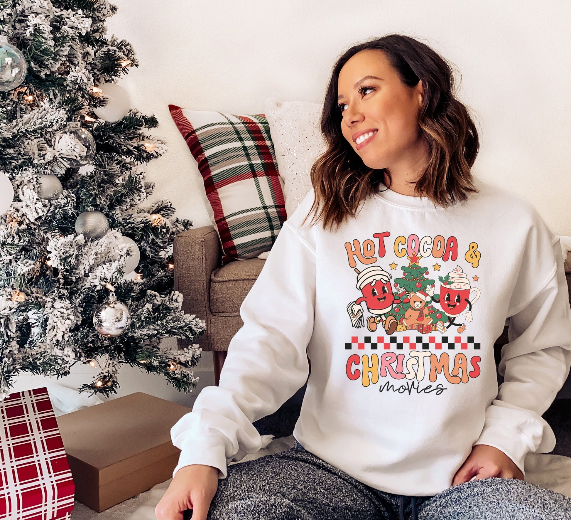 Christmas Movies Sweatshirt, Christmas Coffee Shirt, Christmas Sweatshirt, Holiday Sweater, Women's Christmas Sweater