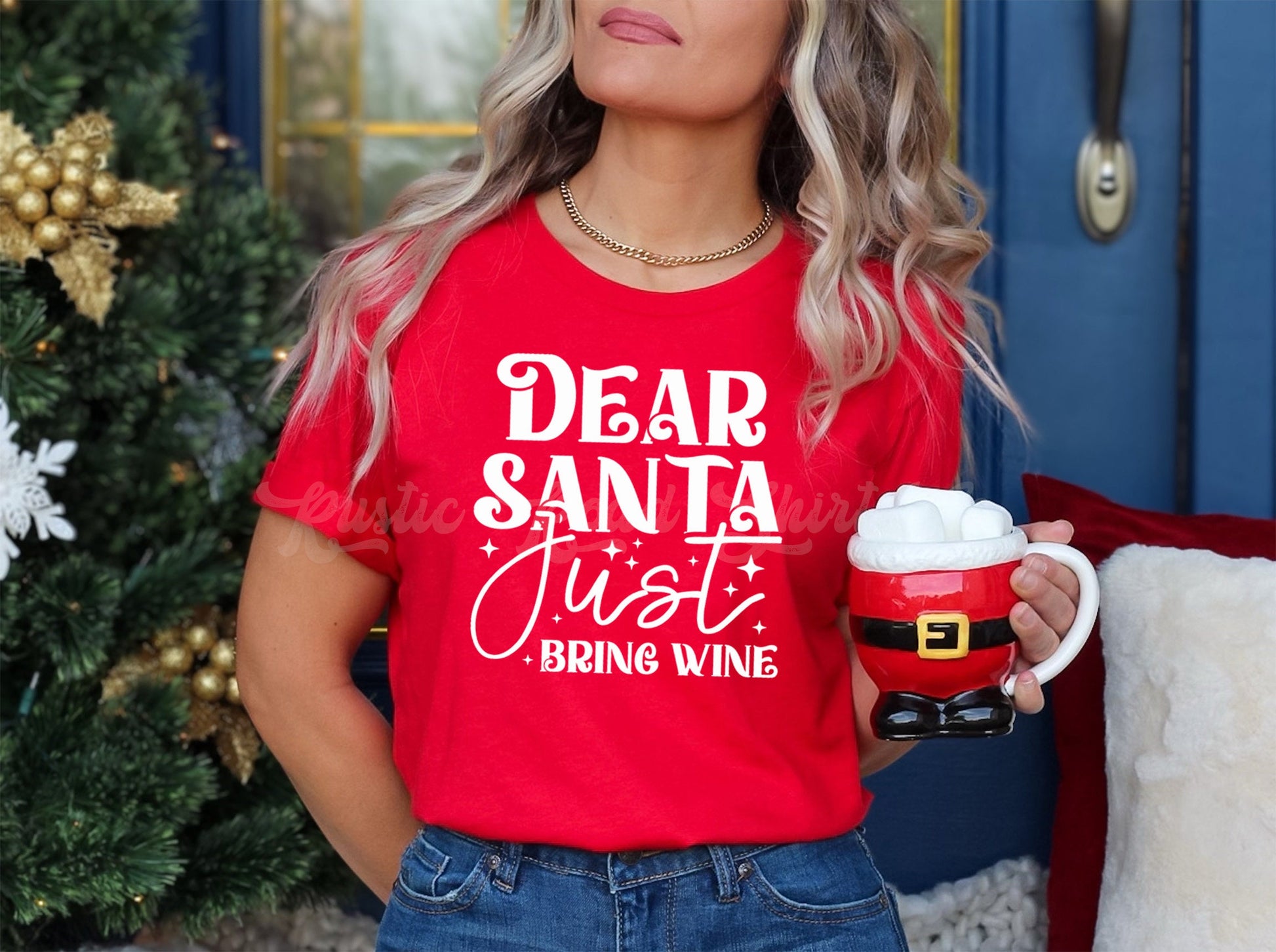 Dear Santa Just Bring Wine Shirt, Funny Christmas Shirt, Matching Family Christmas Shirts, Christmas Tee, Holiday Shirt, Women's Christmas,