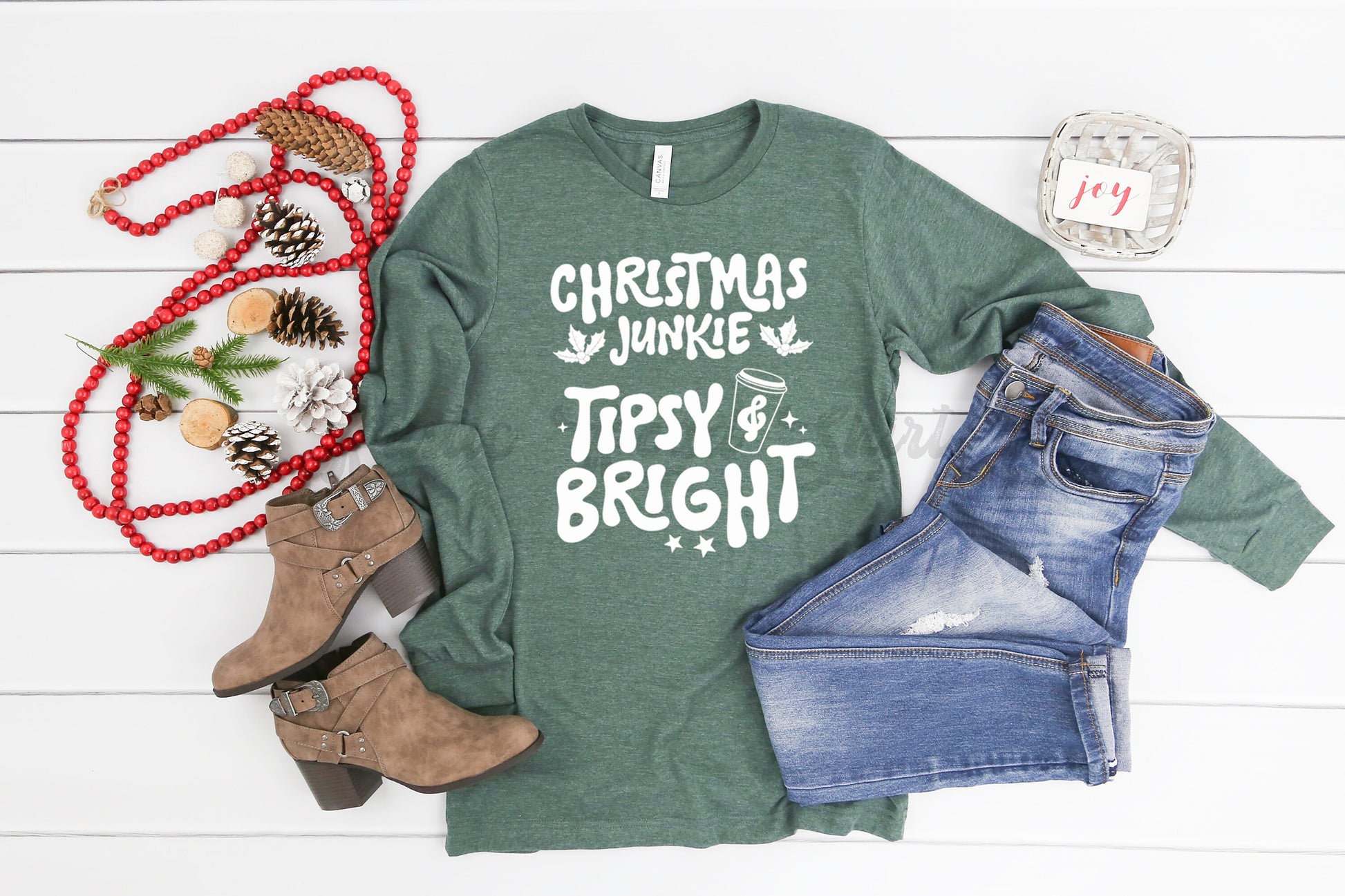 Christmas Junkie, Funny Christmas Shirt, Women's Christmas Shirt, Matching Family Christmas Shirts, Christmas Long Sleeve