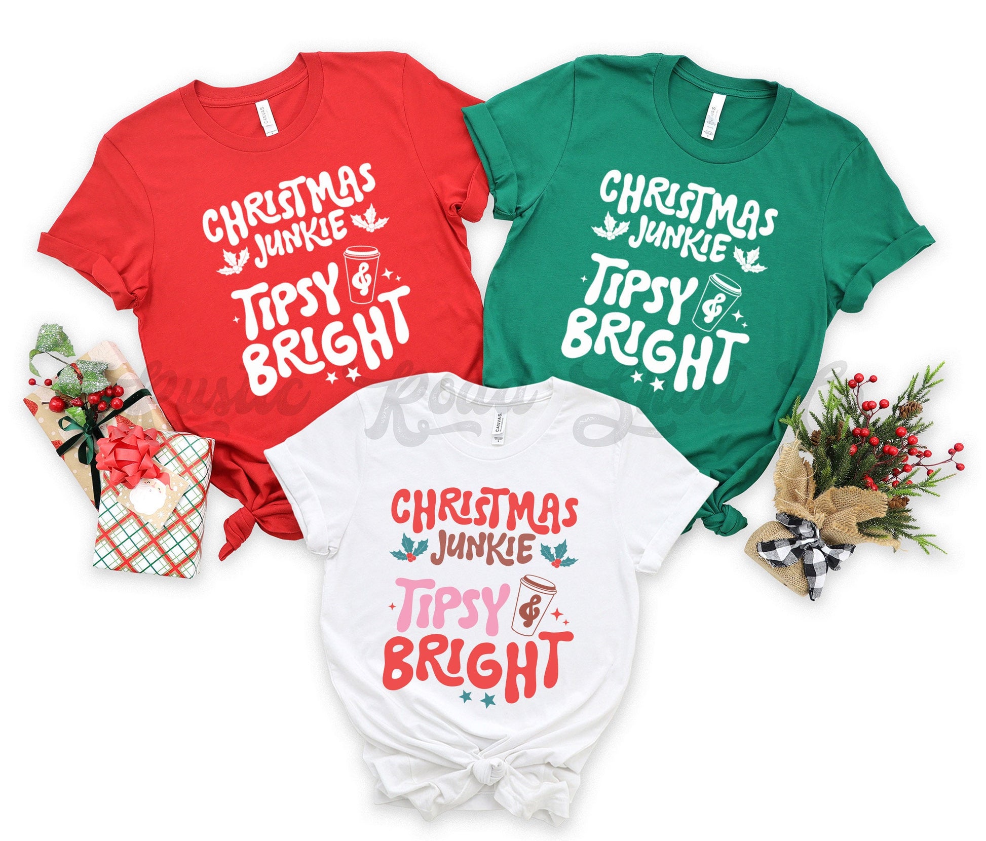 Christmas Junkie Shirt, Tipsy and Bright Shirt, Funny Christmas Shirt, Christmas Tee, Holiday Shirt, Women's Christmas,