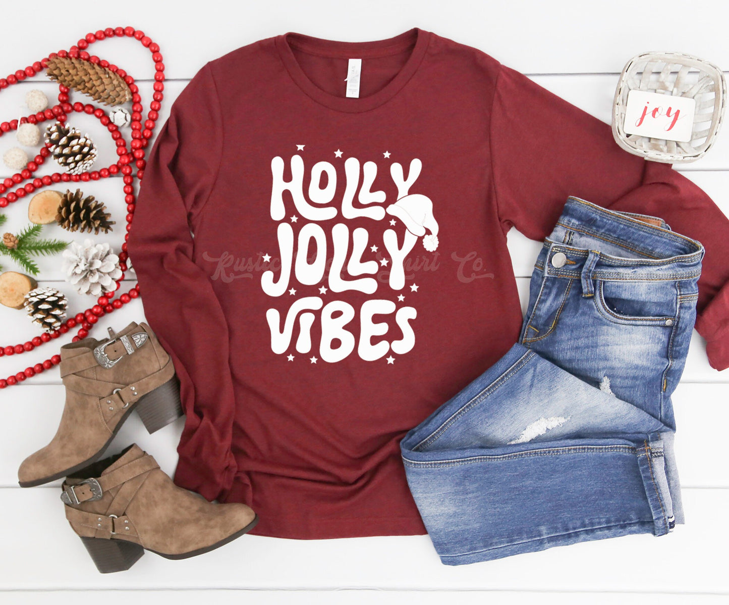 Holly Jolly Vibes Shirt, Funny Christmas Shirt, Women's Christmas Shirt, Matching Family Christmas Shirts, Christmas Long Sleeve