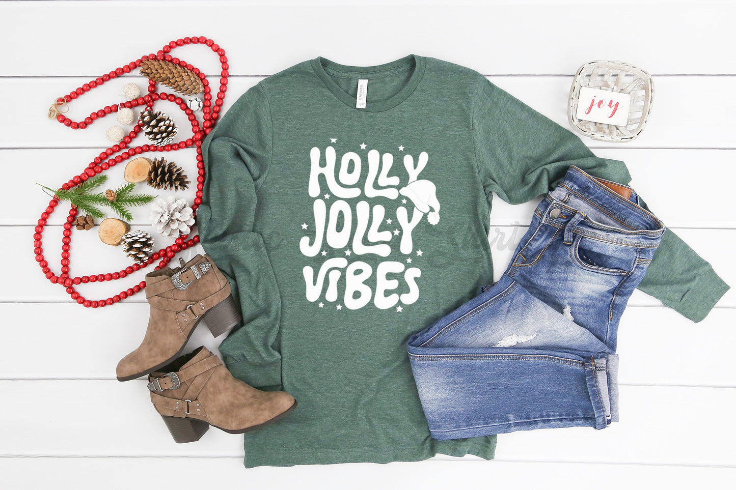 Holly Jolly Vibes Shirt, Funny Christmas Shirt, Women's Christmas Shirt, Matching Family Christmas Shirts, Christmas Long Sleeve