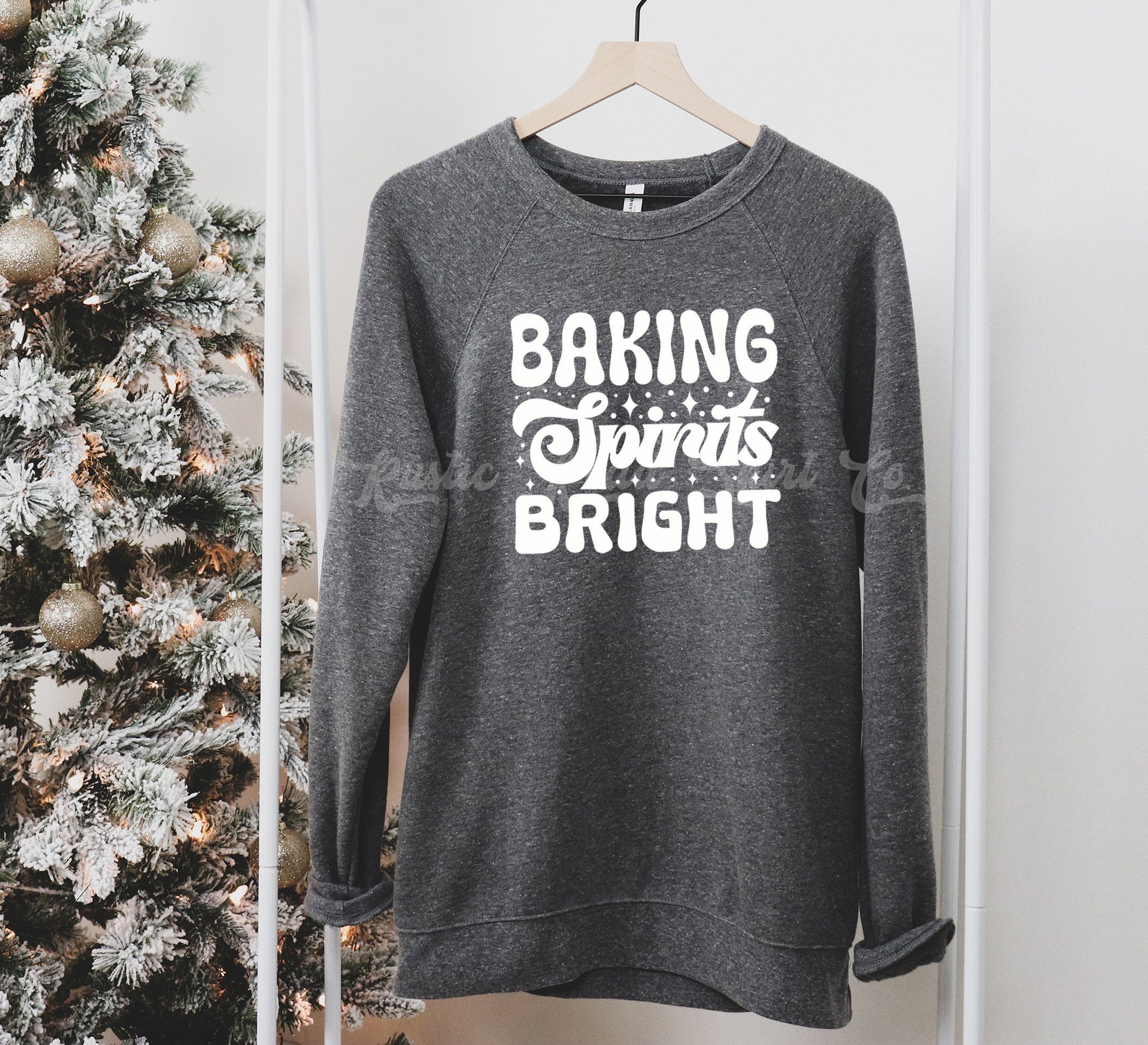 Baking Spirits Bright Sweatshirt, Christmas Cookie Shirt, Cookie Baking Crew Shirt, Women's Christmas Sweater