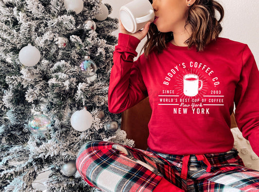 Elf Christmas Shirt, Coffee Christmas Shirt, Women's Christmas Shirt, Matching Family Christmas Shirts, Christmas Long Sleeve