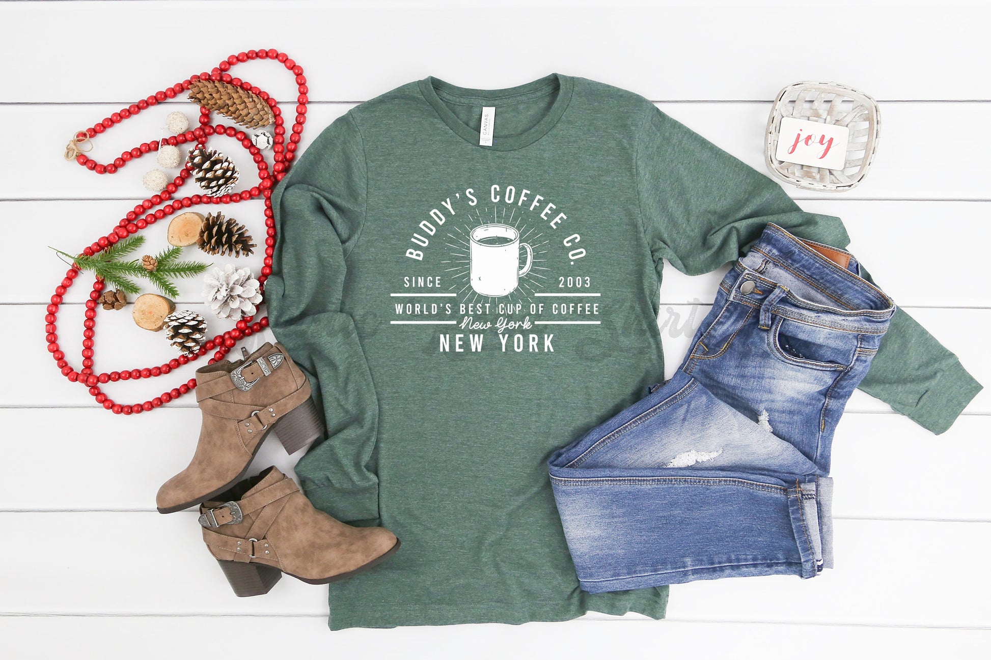 Elf Christmas Shirt, Coffee Christmas Shirt, Women's Christmas Shirt, Matching Family Christmas Shirts, Christmas Long Sleeve