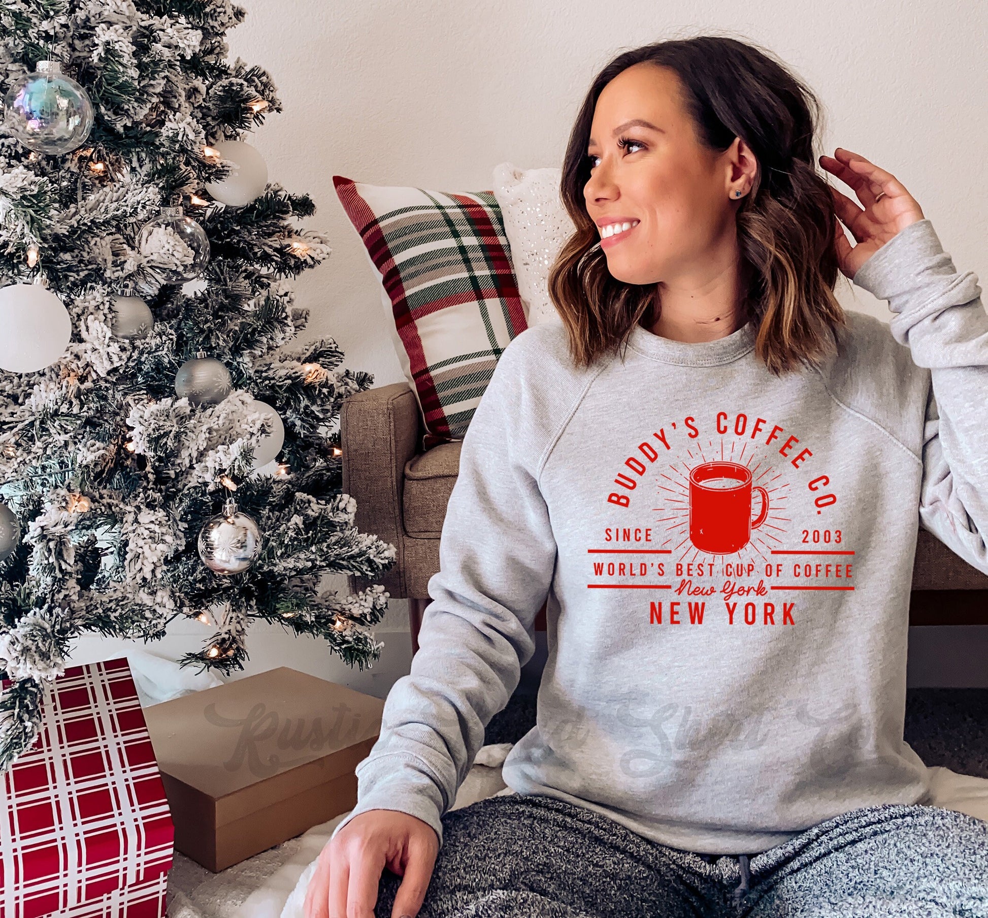 Elf Christmas Sweatshirt, Christmas Coffee Shirt, Christmas Sweatshirt, Holiday Sweater, Women's Christmas Sweater