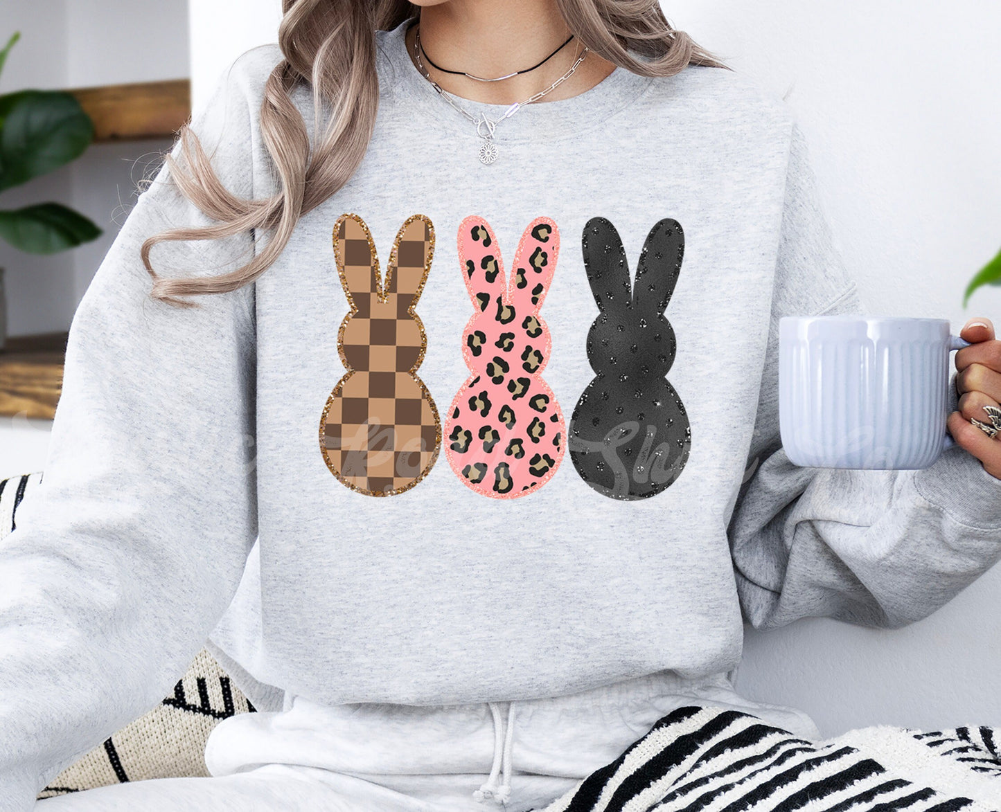 Easter Sweatshirt Women, Easter Crewneck, Bunny Sweatshirt, Jesus Sweatshirt, Teacher Easter Shirt 153